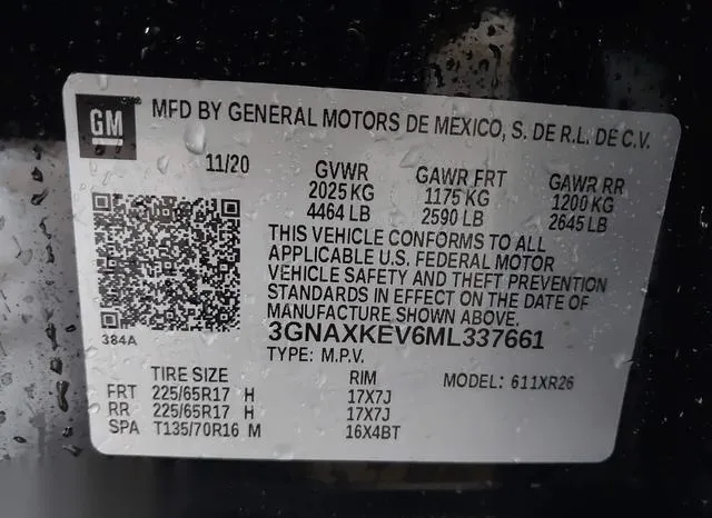 3GNAXKEV6ML337661 2021 2021 Chevrolet Equinox- Fwd Lt 9