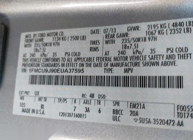 1FMCU9J90EUA37595 2014 2014 Ford Escape- Titanium 9