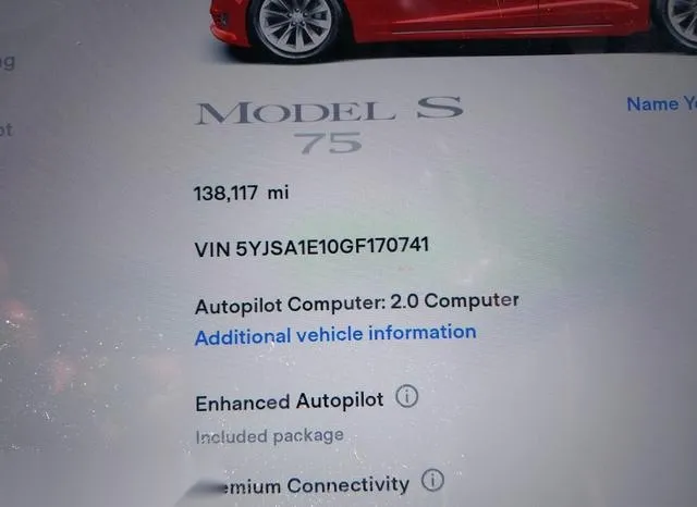 5YJSA1E10GF170741 2016 2016 Tesla Model S- 60/70/75/85 7