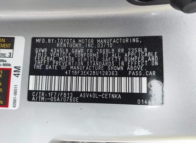 4T1BF3EK2BU128363 2011 2011 Toyota Camry 9