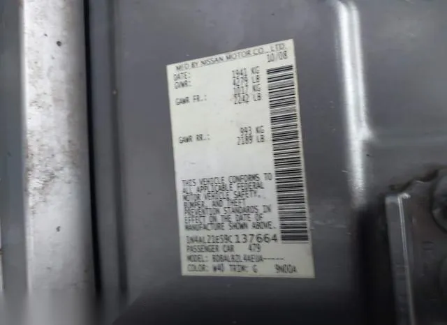 1N4AL21E59C137664 2009 2009 Nissan Altima- 2-5 S 9