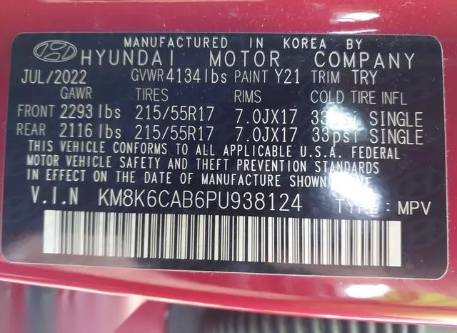 KM8K6CAB6PU938124 2023 2023 Hyundai Kona- Sel 9