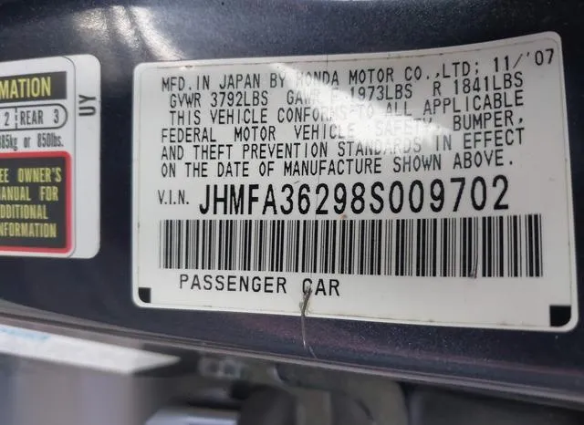 JHMFA36298S009702 2008 2008 Honda Civic- Hybrid 9