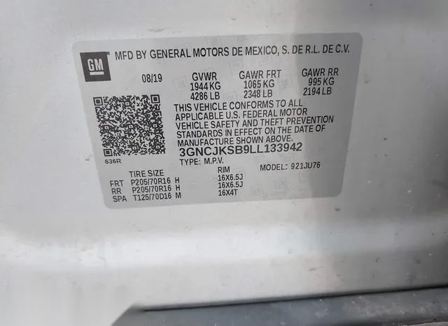 3GNCJKSB9LL133942 2020 2020 Chevrolet Trax- Fwd Ls 9