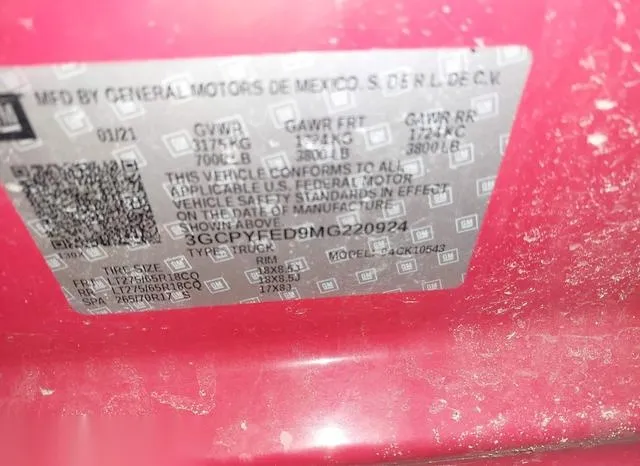 3GCPYFED9MG220924 2021 2021 Chevrolet Silverado 1500- 4Wd 9