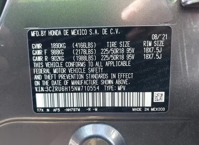 3CZRU6H15NM710554 2022 2022 Honda HR-V- Awd Sport 9