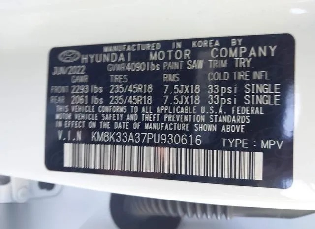 KM8K33A37PU930616 2023 2023 Hyundai Kona- N Line 9