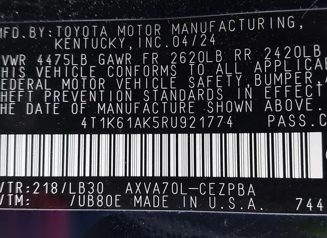 4T1K61AK5RU921774 2024 2024 Toyota Camry- Xse 9