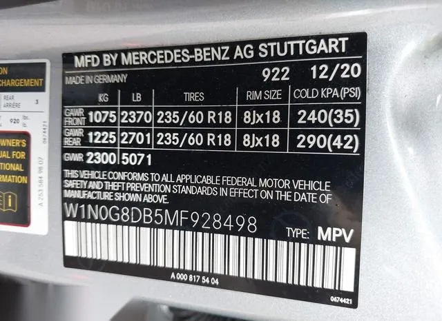 W1N0G8DB5MF928498 2021 2021 Mercedes-Benz GLC 300- Suv 9