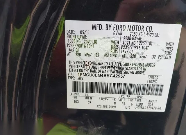 1FMCU0EG4BKC42557 2011 2011 Ford Escape- Limited 9