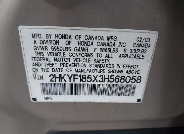 2HKYF185X3H568058 2003 2003 Honda Pilot- Ex-L 9