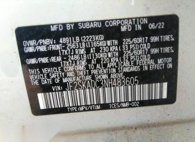 JF2SKADC3NH483605 2022 2022 Subaru Forester- Premium 9