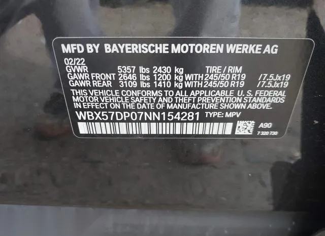 WBX57DP07NN154281 2022 2022 BMW X3- Xdrive30I 9