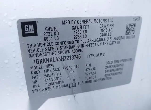 1GKKNKLA3HZ218746 2017 2017 GMC Acadia- Sle-1 9