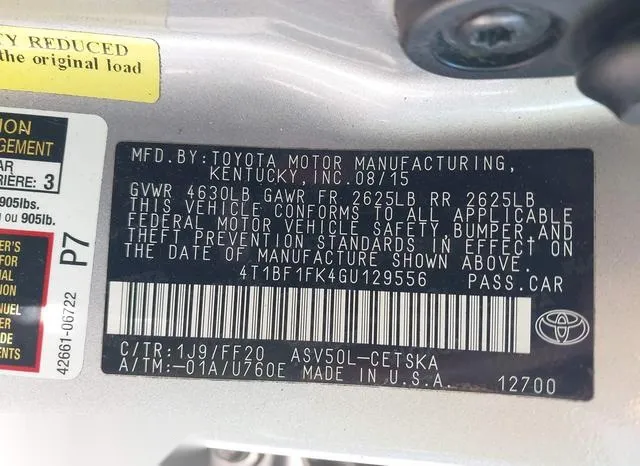 4T1BF1FK4GU129556 2016 2016 Toyota Camry- SE 9