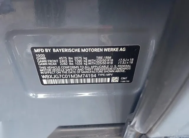 WBXJG7C01M3M74194 2021 2021 BMW X1- Sdrive28I 9