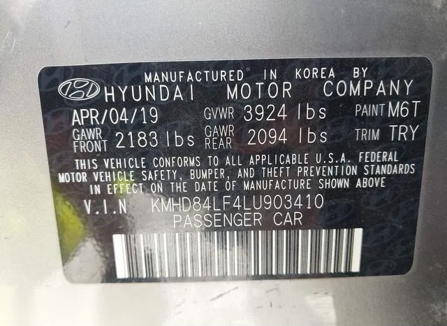 KMHD84LF4LU903410 2020 2020 Hyundai Elantra- Sel 9