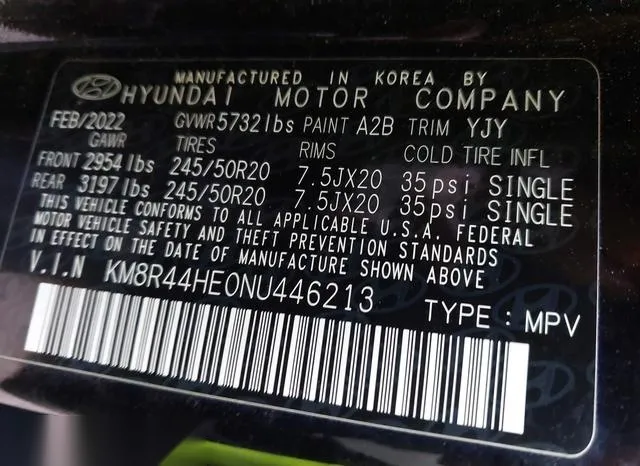 KM8R44HE0NU446213 2022 2022 Hyundai Palisade- Sel 9