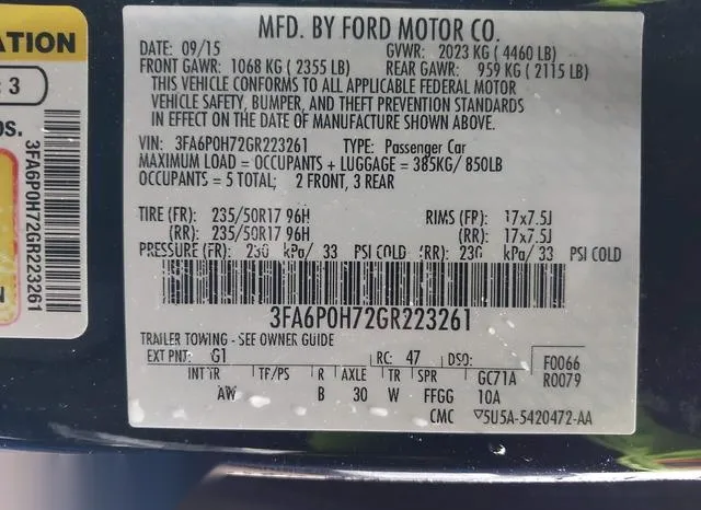 3FA6P0H72GR223261 2016 2016 Ford Fusion- SE 9