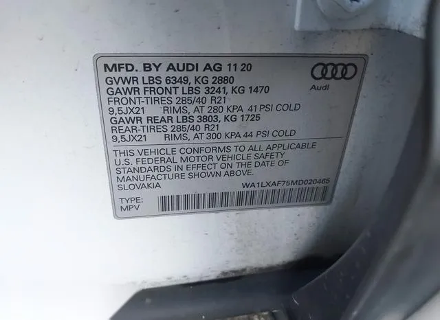 WA1LXAF75MD020465 2021 2021 Audi Q7- Premium Plus 55 Tfsi Q 9