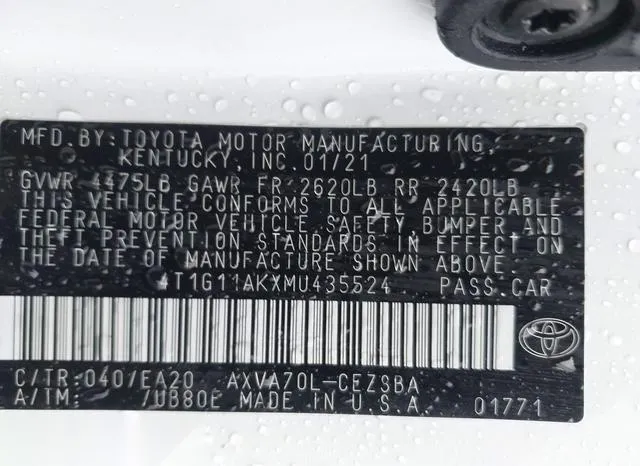 4T1G11AKXMU435524 2021 2021 Toyota Camry- SE 9