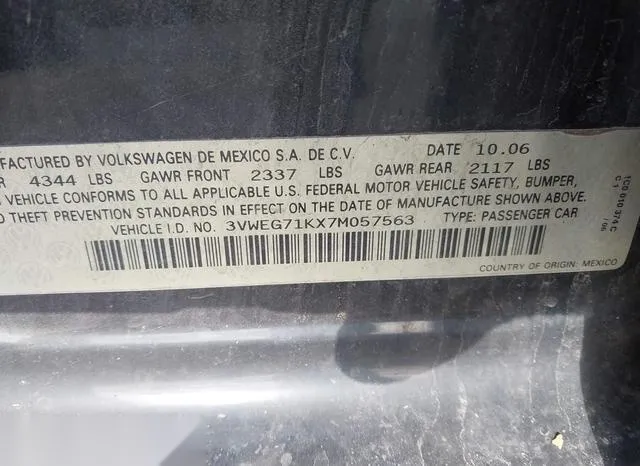 3VWEG71KX7M057563 2007 2007 Volkswagen Jetta- Wolfsburg Edi 9