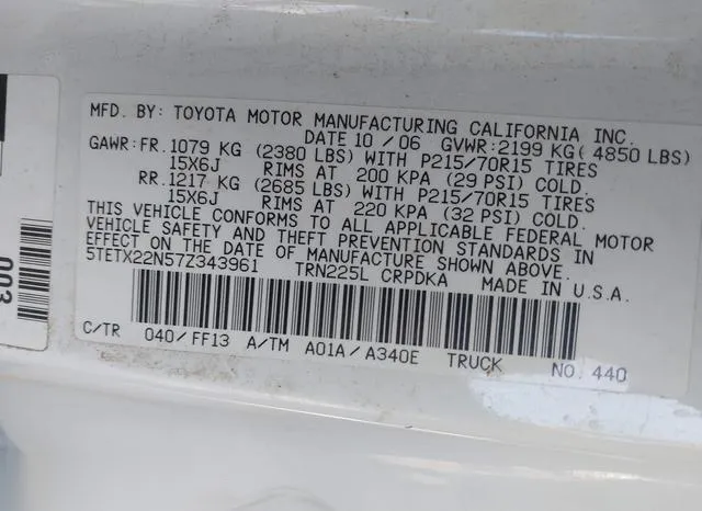 5TETX22N57Z343961 2007 2007 Toyota Tacoma 9