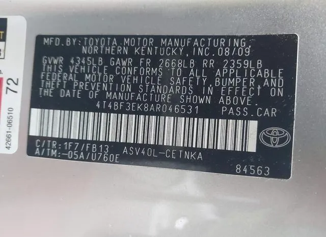 4T4BF3EK8AR046531 2010 2010 Toyota Camry- LE 9