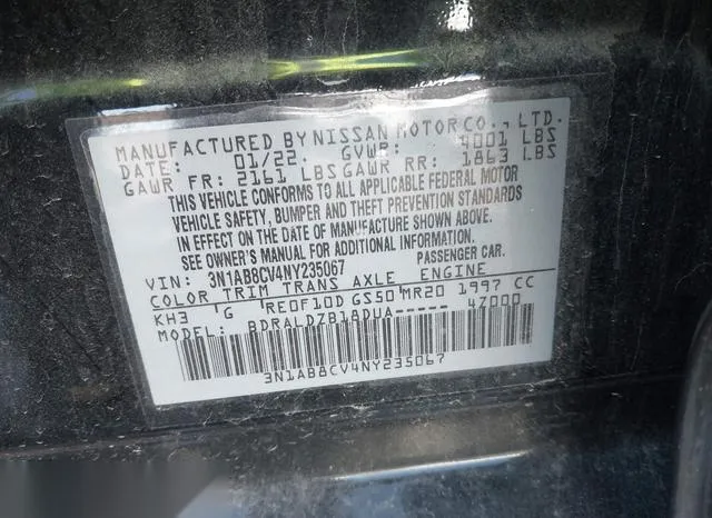 3N1AB8CV4NY235067 2022 2022 Nissan Sentra- Sv Xtronic Cvt 9