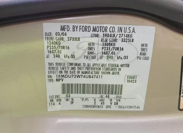 1FMDU73W74UB47411 2004 2004 Ford Explorer- Nbx/Xlt 9