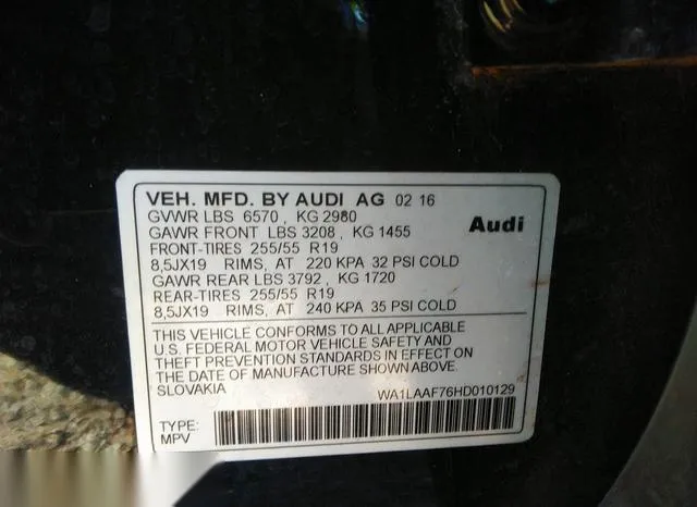 WA1LAAF76HD010129 2017 2017 Audi Q7- 3-0T Premium 9