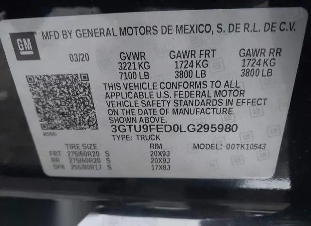 3GTU9FED0LG295980 2020 2020 GMC Sierra- 1500 4Wd  Short Box 9