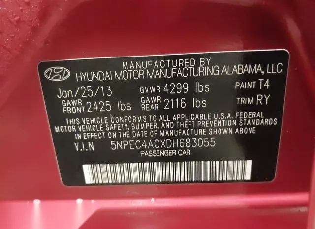 5NPEC4ACXDH683055 2013 2013 Hyundai Sonata- SE 9