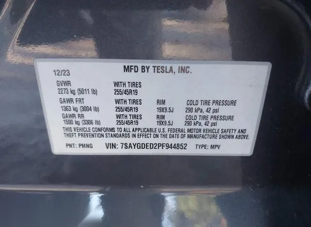 7SAYGDED2PF944852 2023 2023 Tesla Model Y- Rwd 9