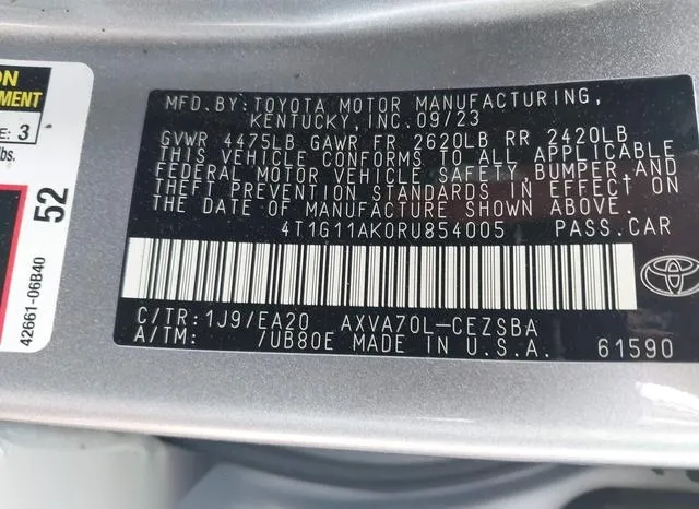 4T1G11AK0RU854005 2024 2024 Toyota Camry- SE 9