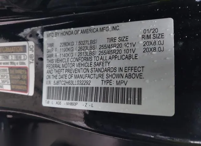 5J8TC2H63LL032292 2020 2020 Acura RDX- A-Spec Package 9