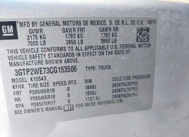 3GTP2WE73CG153506 2012 2012 GMC Sierra- 1500 Slt 9