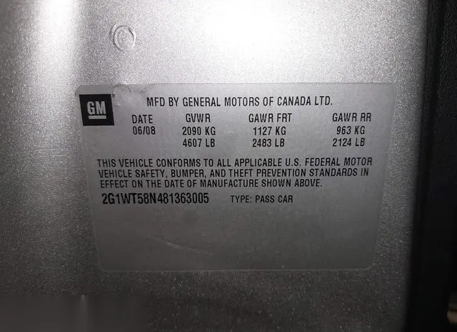 2G1WT58N481363005 2008 2008 Chevrolet Impala- LT 9