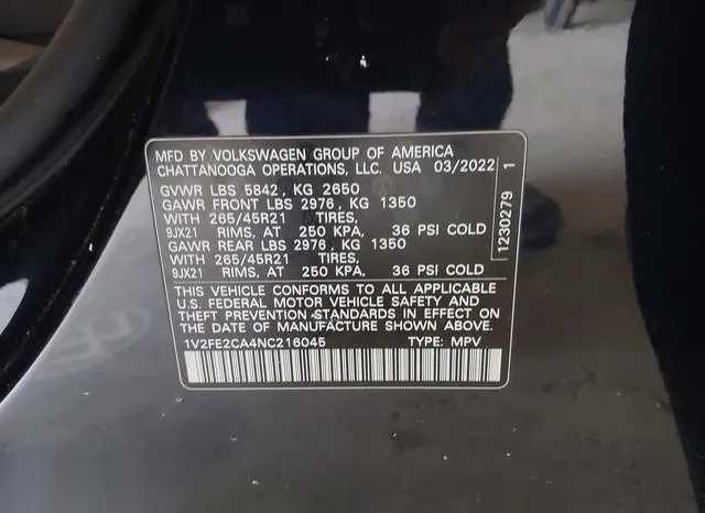 1V2FE2CA4NC216045 2022 2022 Volkswagen Atlas- Cross Sport 3 9