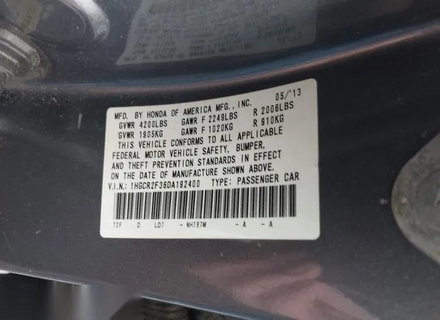 1HGCR2F36DA192400 2013 2013 Honda Accord- LX 9