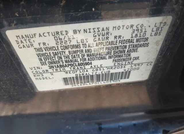 3N1AB6AP0CL605904 2012 2012 Nissan Sentra- 2-0 SR 9