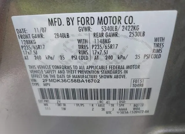 2FMDK36C58BA16702 2008 2008 Ford Edge- SE 9