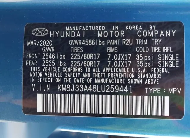 KM8J33A48LU259441 2020 2020 Hyundai Tucson- Value 9