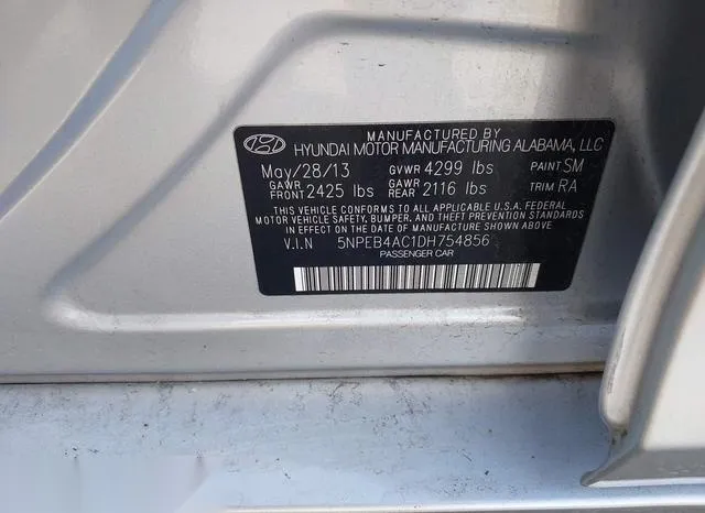 5NPEB4AC1DH754856 2013 2013 Hyundai Sonata- Gls 9