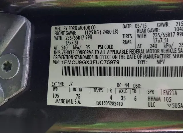 1FMCU9GX3FUC75979 2015 2015 Ford Escape- SE 9