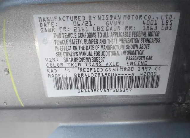 3N1AB8CV5MY305397 2021 2021 Nissan Sentra- Sv Xtronic Cvt 9