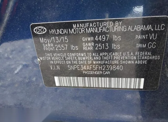 5NPE34AF5FH239840 2015 2015 Hyundai Sonata- Sport 9