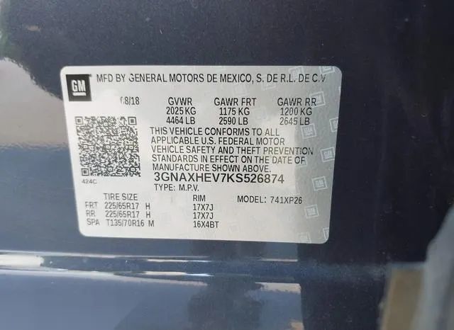 3GNAXHEV7KS526874 2019 2019 Chevrolet Equinox- LS 9