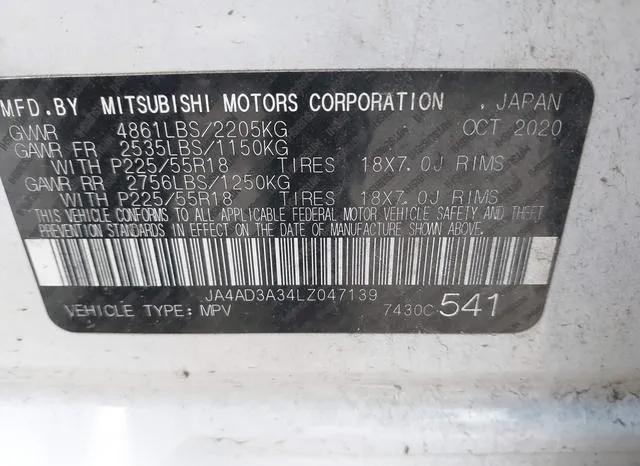 JA4AD3A34LZ047139 2020 2020 Mitsubishi Outlander- Le 2-4/Se 9