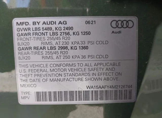 WA15AAFY4M2126744 2021 2021 Audi Q5- Premium Plus 45 Tfsi Q 9